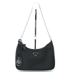 PRADA Re-Edition 2005 Nylon Leather Shoulder Handbag for Women, Black — New - Store Return