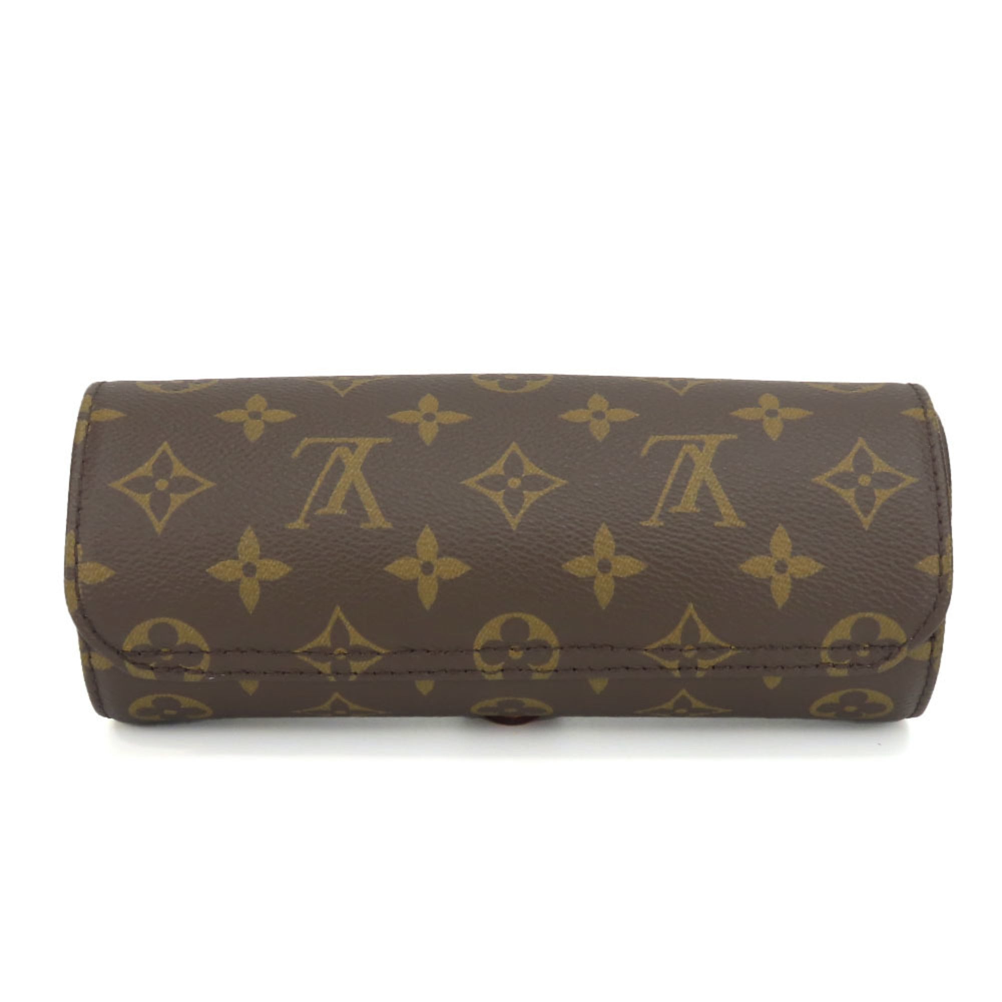 Louis Vuitton Etui 3 Montre M47530 Monogram Brown Bag with Gold Hardware Watch Case for Men and Women — Very Good