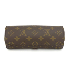Louis Vuitton Etui 3 Montre M47530 Monogram Brown Bag with Gold Hardware Watch Case for Men and Women — Very Good