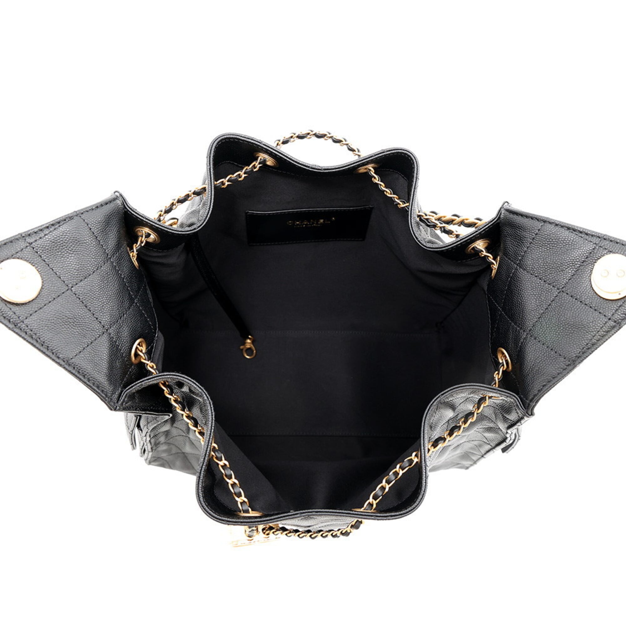 Chanel Chain Shoulder Bag CHANEL25 Medium Coco Mark Matelassé Caviar Skin AS5311 CHANEL Black Handbag Women's — Like New