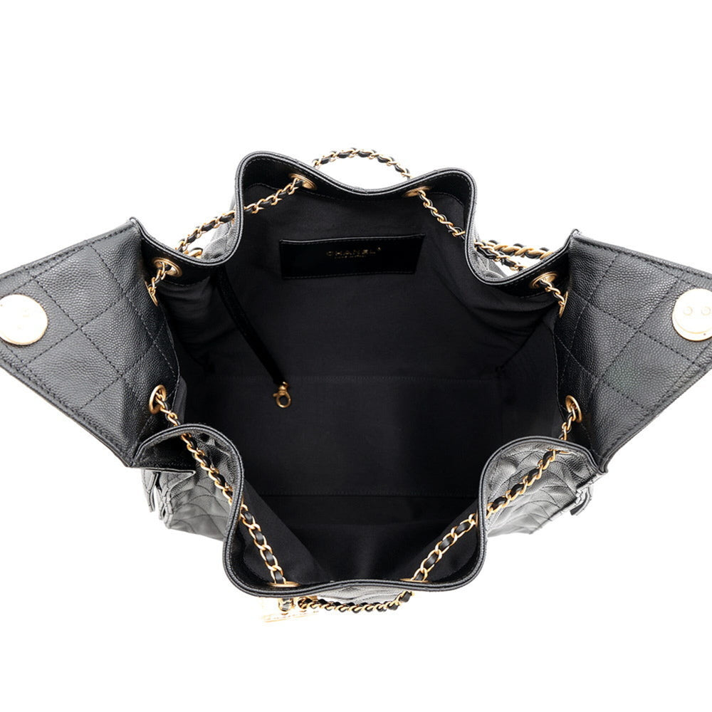 Chanel Chain Shoulder Bag CHANEL25 Medium Coco Mark Matelassé Caviar Skin AS5311 CHANEL Black Handbag Women's — Like New