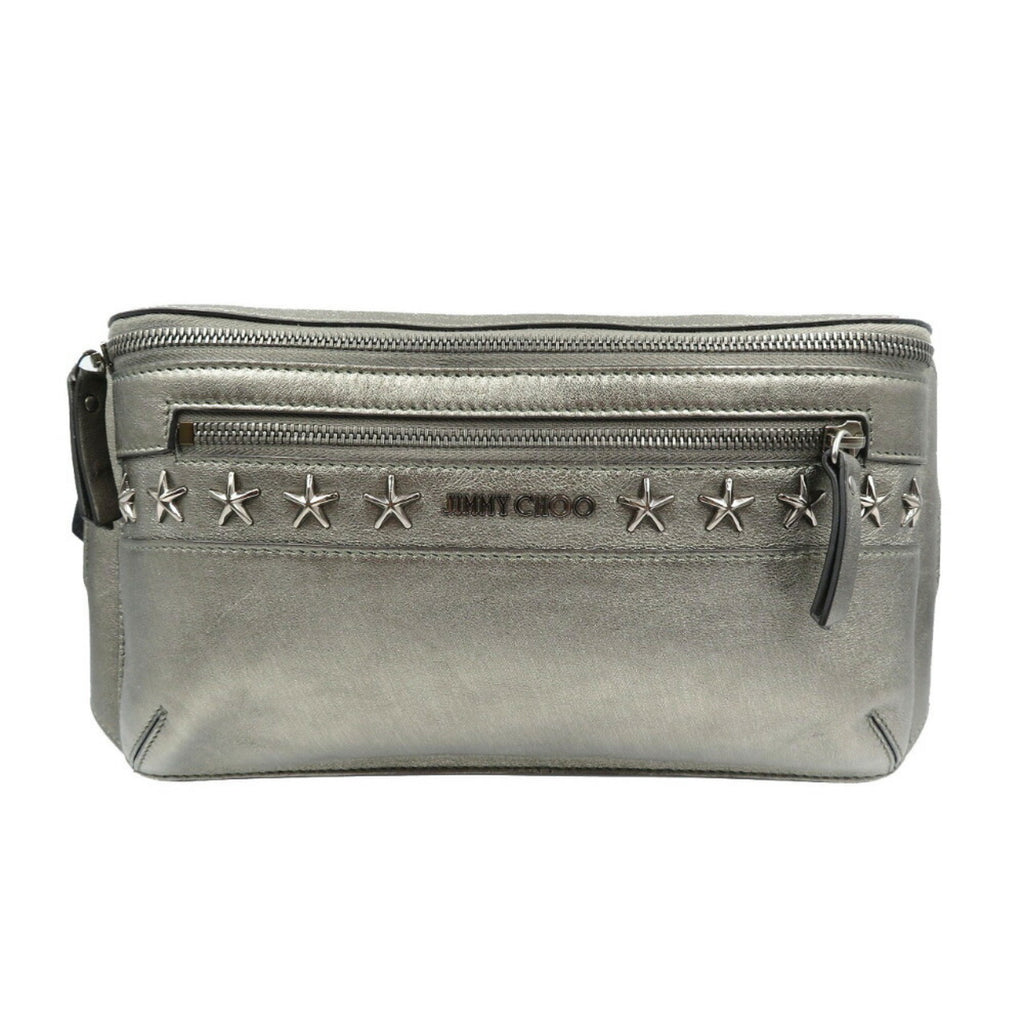 Jimmy Choo Star Studded Leather Metallic Gray Body Bag 0208JIMMY CHOO 5J0208ESI5