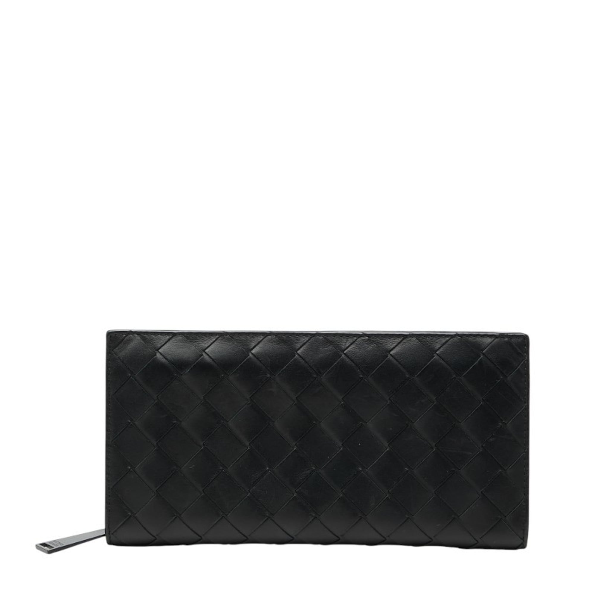 Bottega Veneta Intrecciato Round Zip Long Wallet in Black Leather for Men