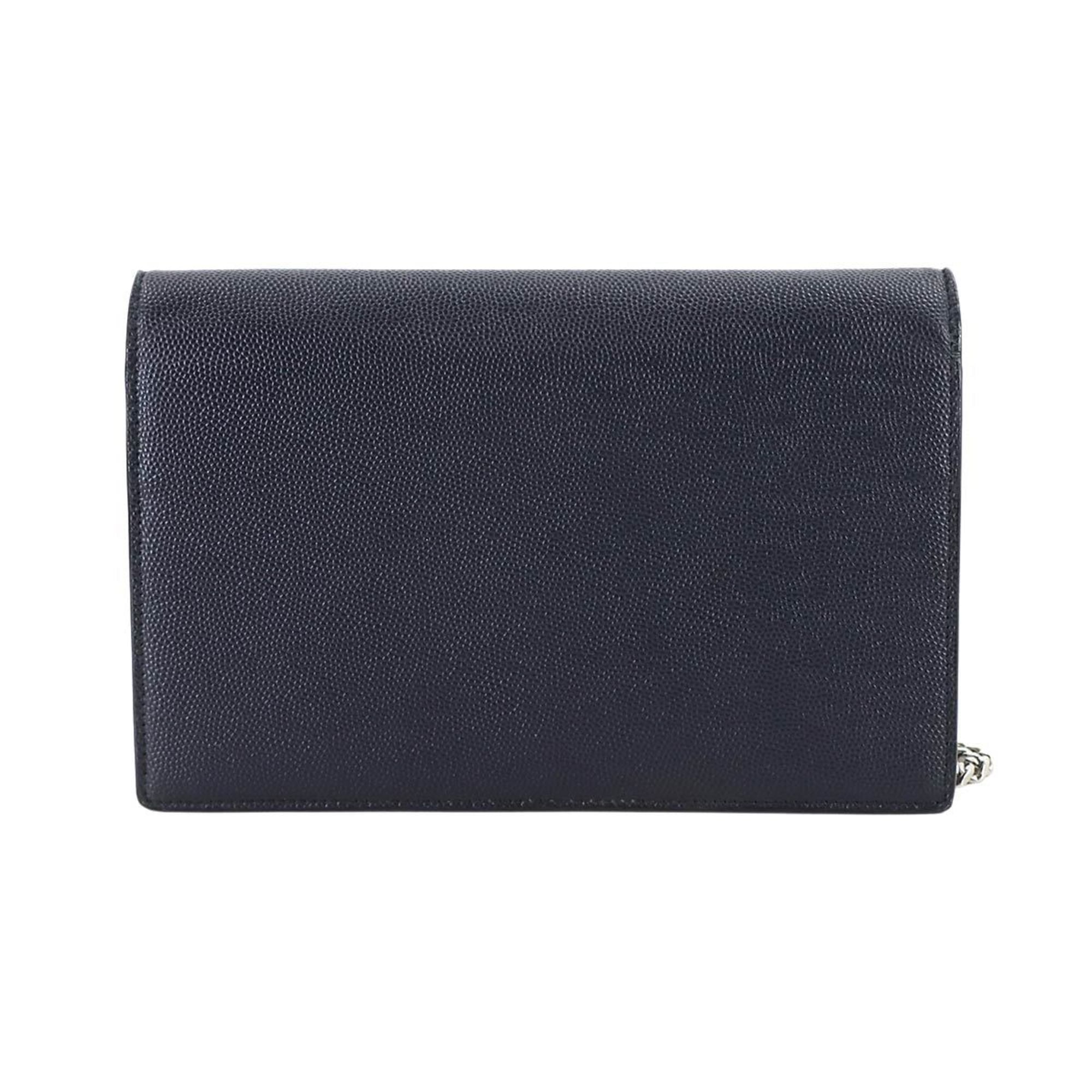 Saint Laurent Kate Chain Wallet, Bifold Long Leather, Navy Blue, 452159