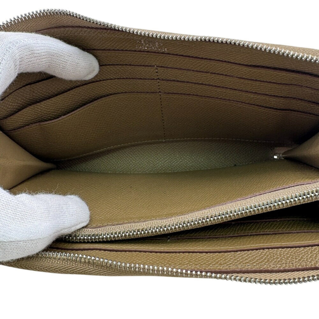 HERMES Round Zip Evelyne Long Wallet Brown Women's