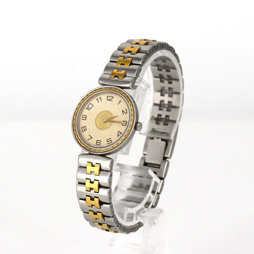 Hermes Sellier Combination SSxGP Quartz Watch — Good