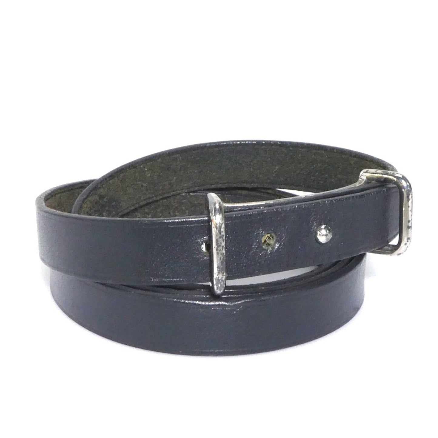 Hermes HERMES bracelet leather metal black silver ladies e60009a