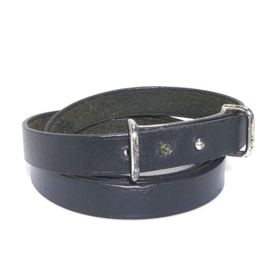 Hermes HERMES bracelet leather metal black silver ladies e60009a