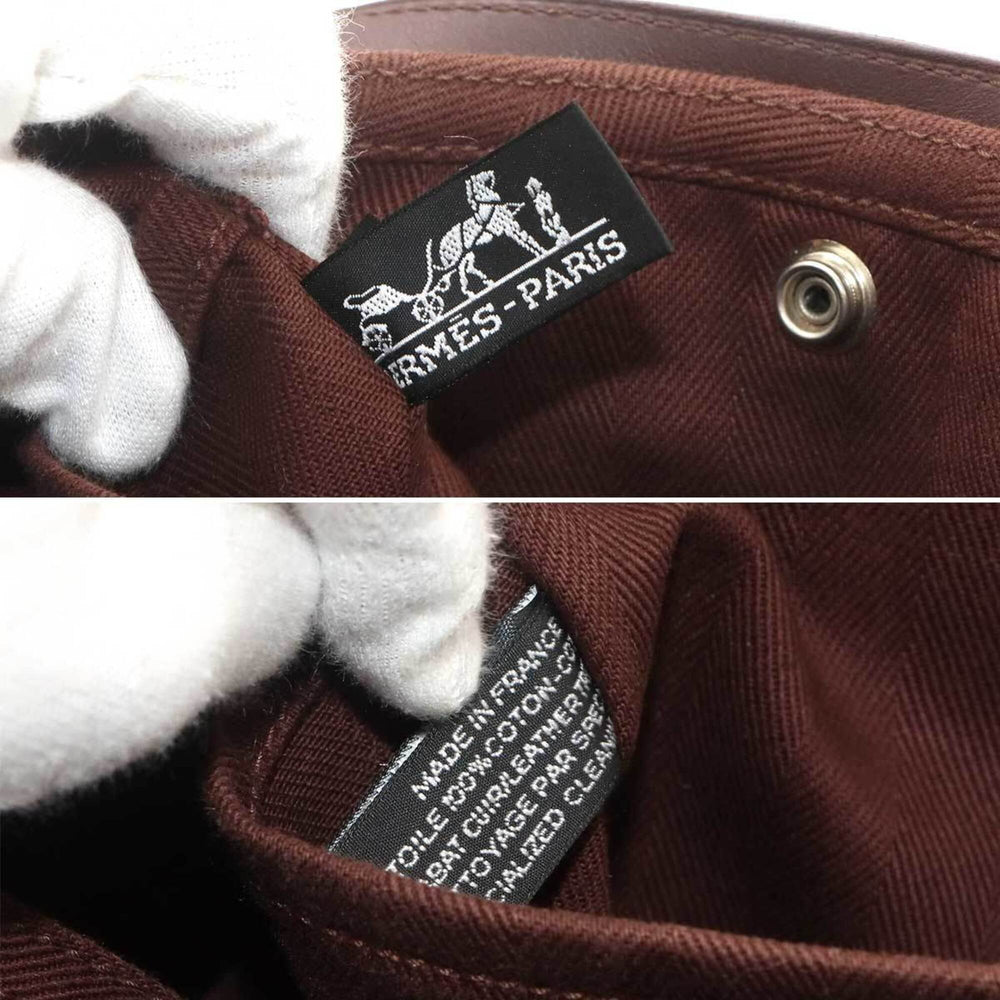 Hermes Valparaiso PM Handbag, Toile Chevron Leather, Havana, Silver Hardware — Like New