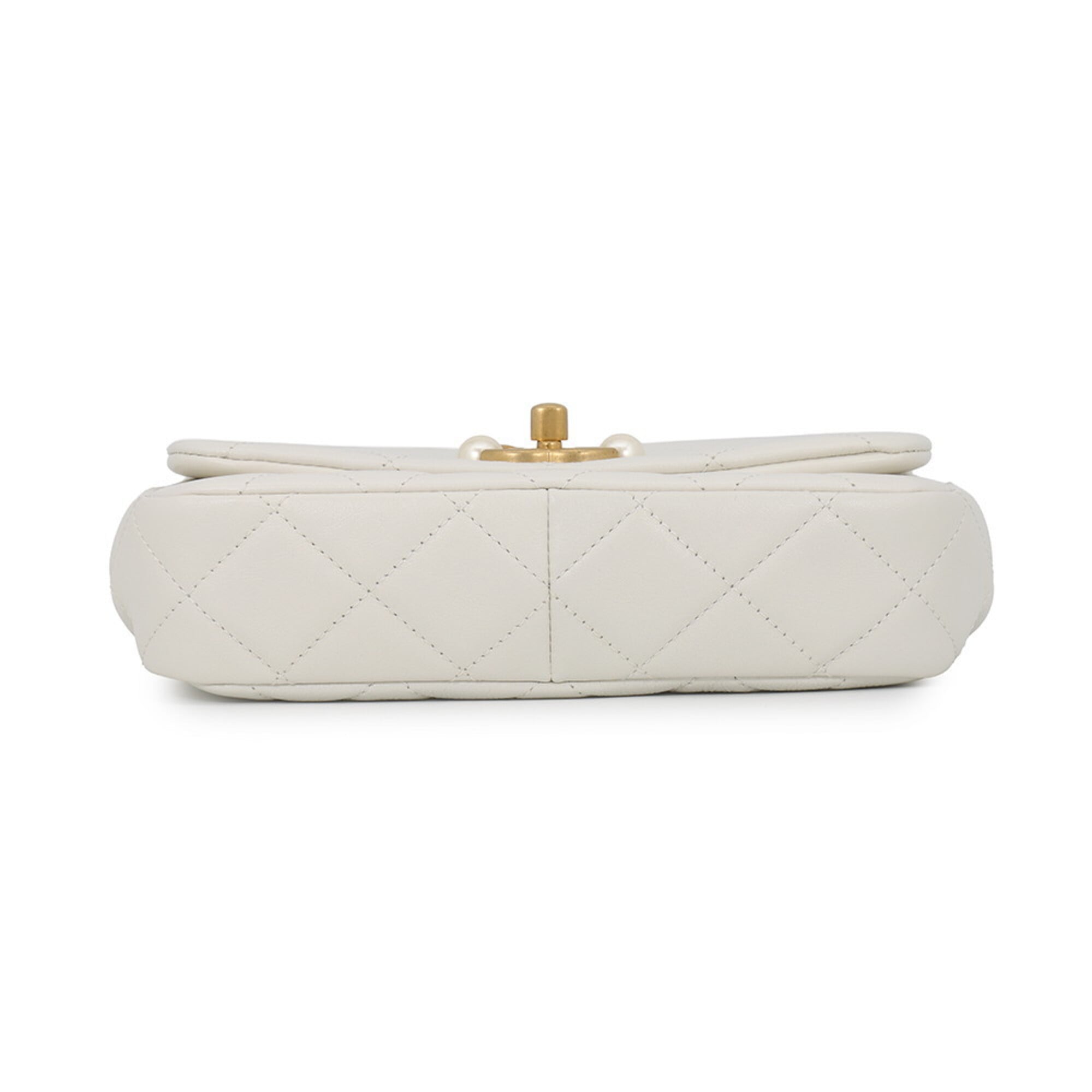Chanel Chain Shoulder Bag, Matelassé, Coco Mark, Lambskin, White, Handbag, Women's, CHANEL — Like New