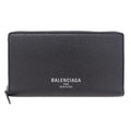 Balenciaga Men's Long Wallet in Black Leather with Round Zipper
