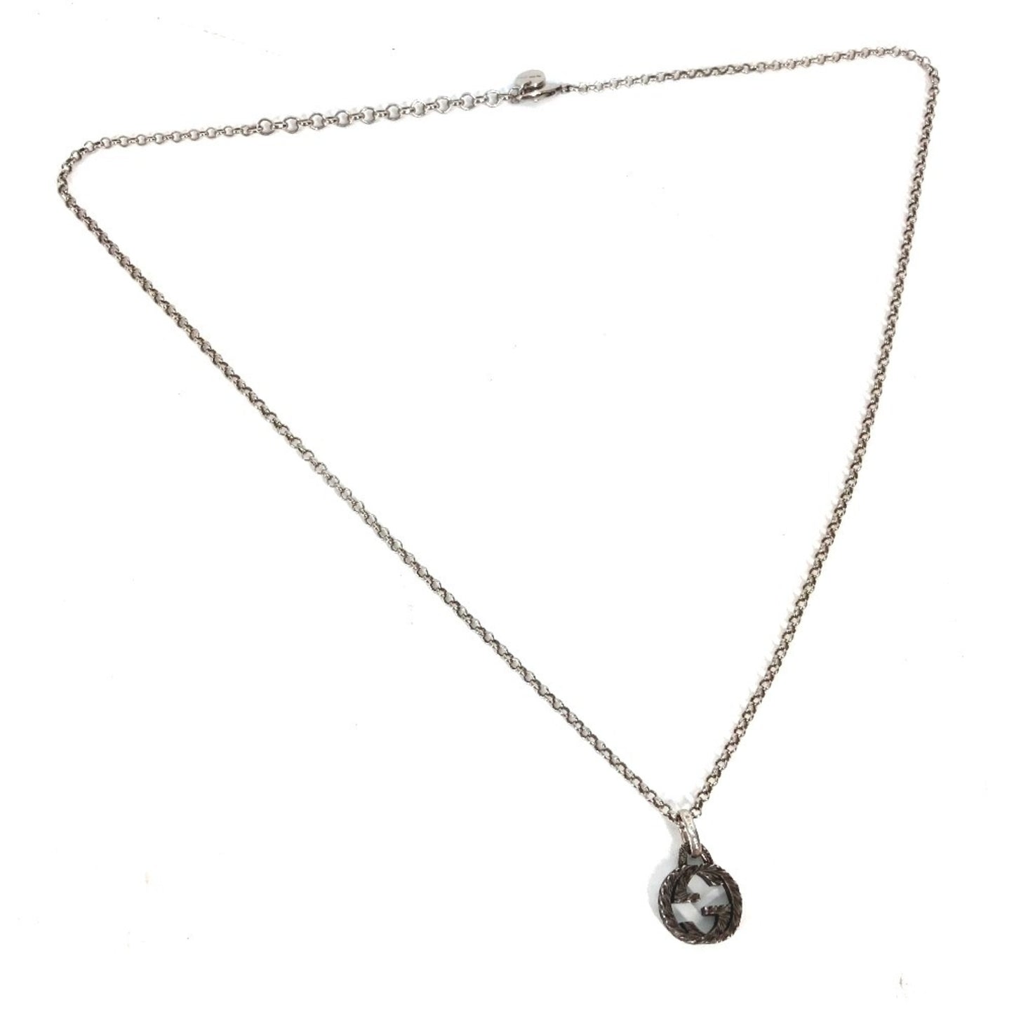 GUCCI Arabesque Interlocking G Pendant Chain Necklace in SV925 Silver for Women
