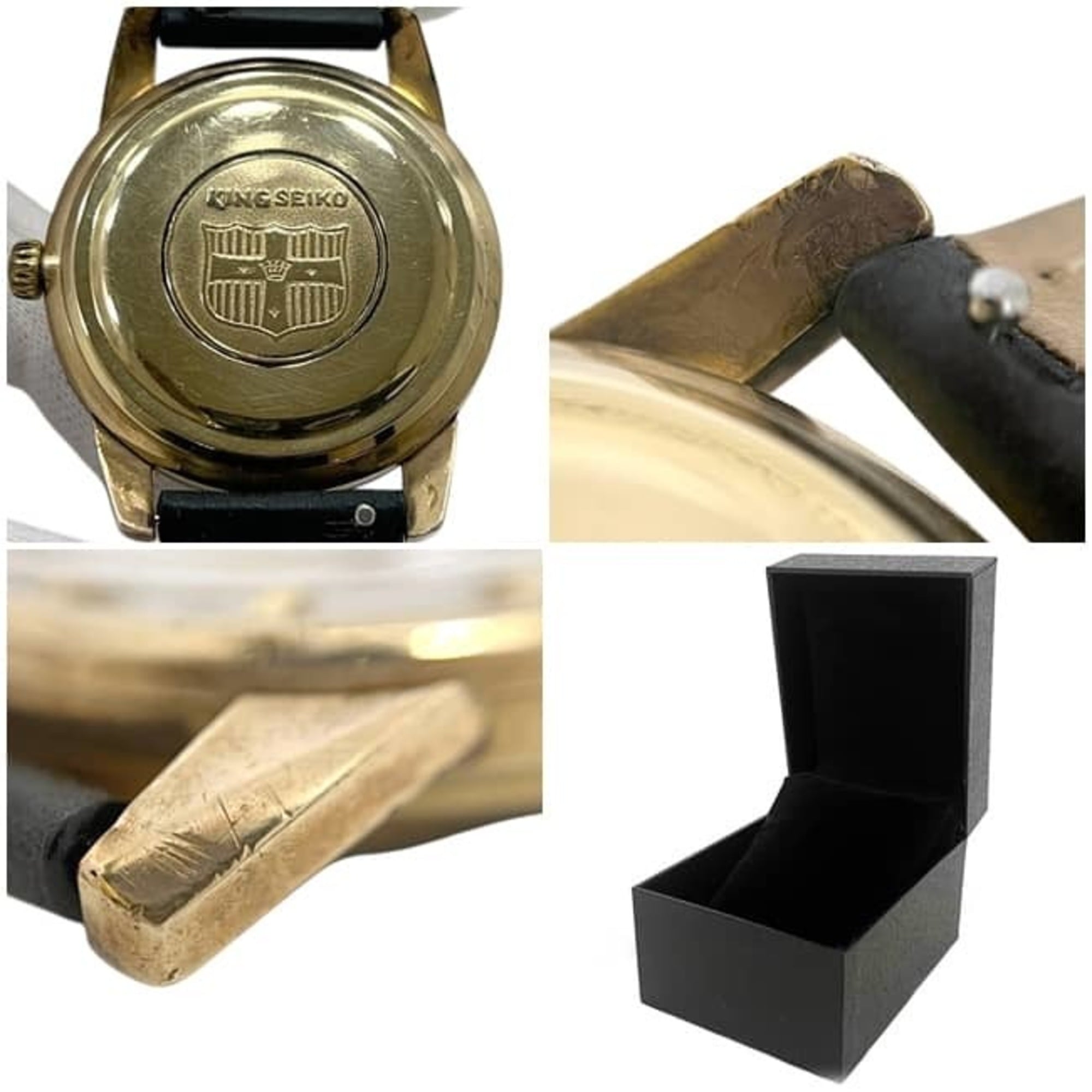 Seiko King Watch, White, Gold, Black, 44-2000, Stainless Steel, Leather Strap, Manual Winding — Good