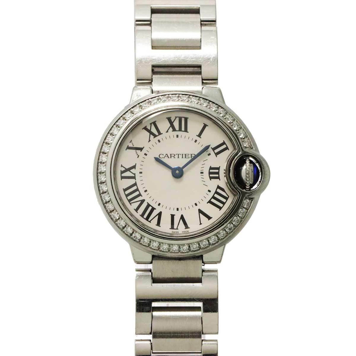 Cartier Ballon Bleu 28mm W4BB0015 Women's Watch, Diamond Bezel, Silver, Quartz Watch — Very Good