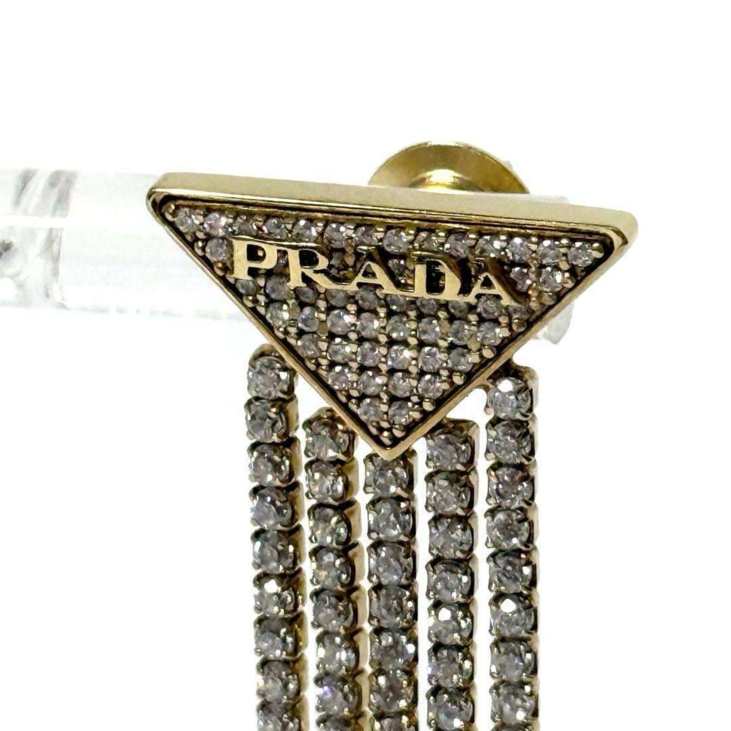 Prada Women's Crystal Logo Jewel Zirconia Earrings in Silver 925