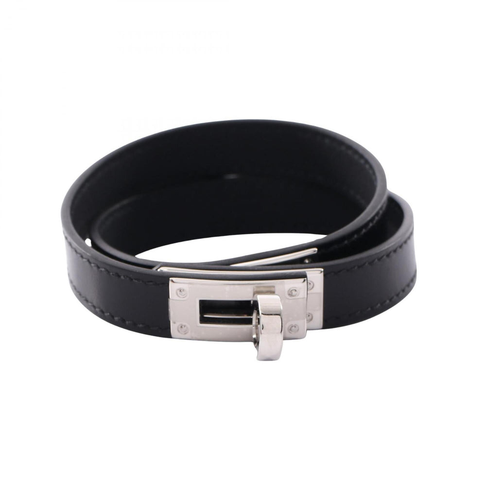 Hermes Kelly Bracelet Double Tour Accessory Calfskin (Cowhide) Stainless Steel Box Calf Women's Black/Silver — New - Store Return