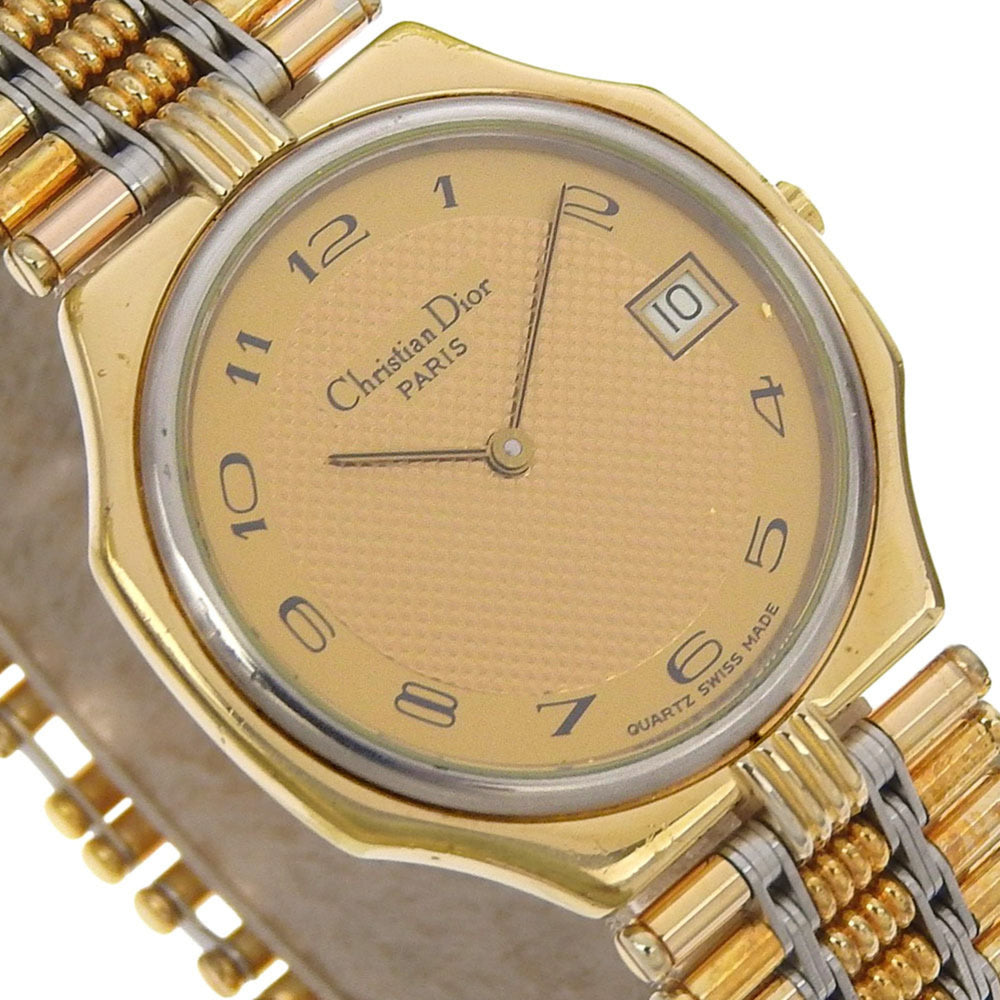 Christian Dior Date Watch 45.15.01 Gold-Plated Quartz Analog Display Gold Dial Men's — Good