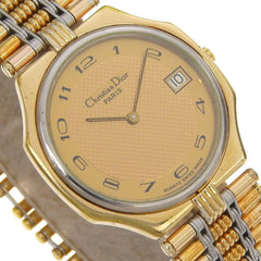 Christian Dior Date Watch 45.15.01 Gold-Plated Quartz Analog Display Gold Dial Men's — Good