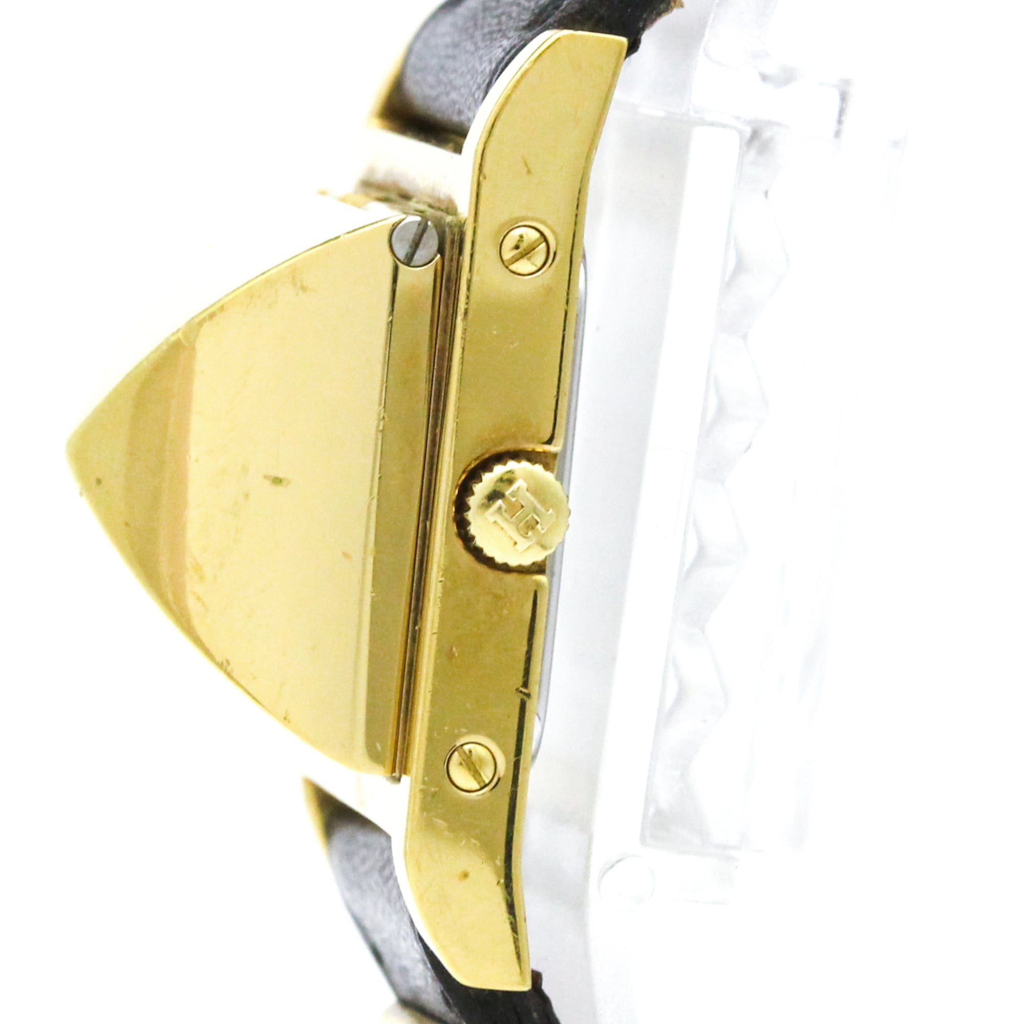 HERMES Medor Gold Plated Leather Quartz Ladies Watch — Good