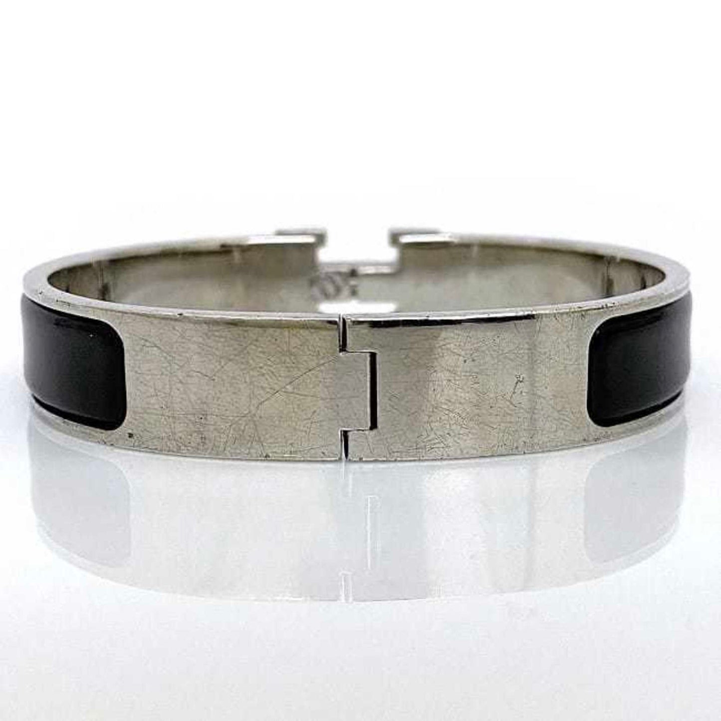 Hermes bangle click crack PM silver black metal HERMES bracelet ladies accessory fashion