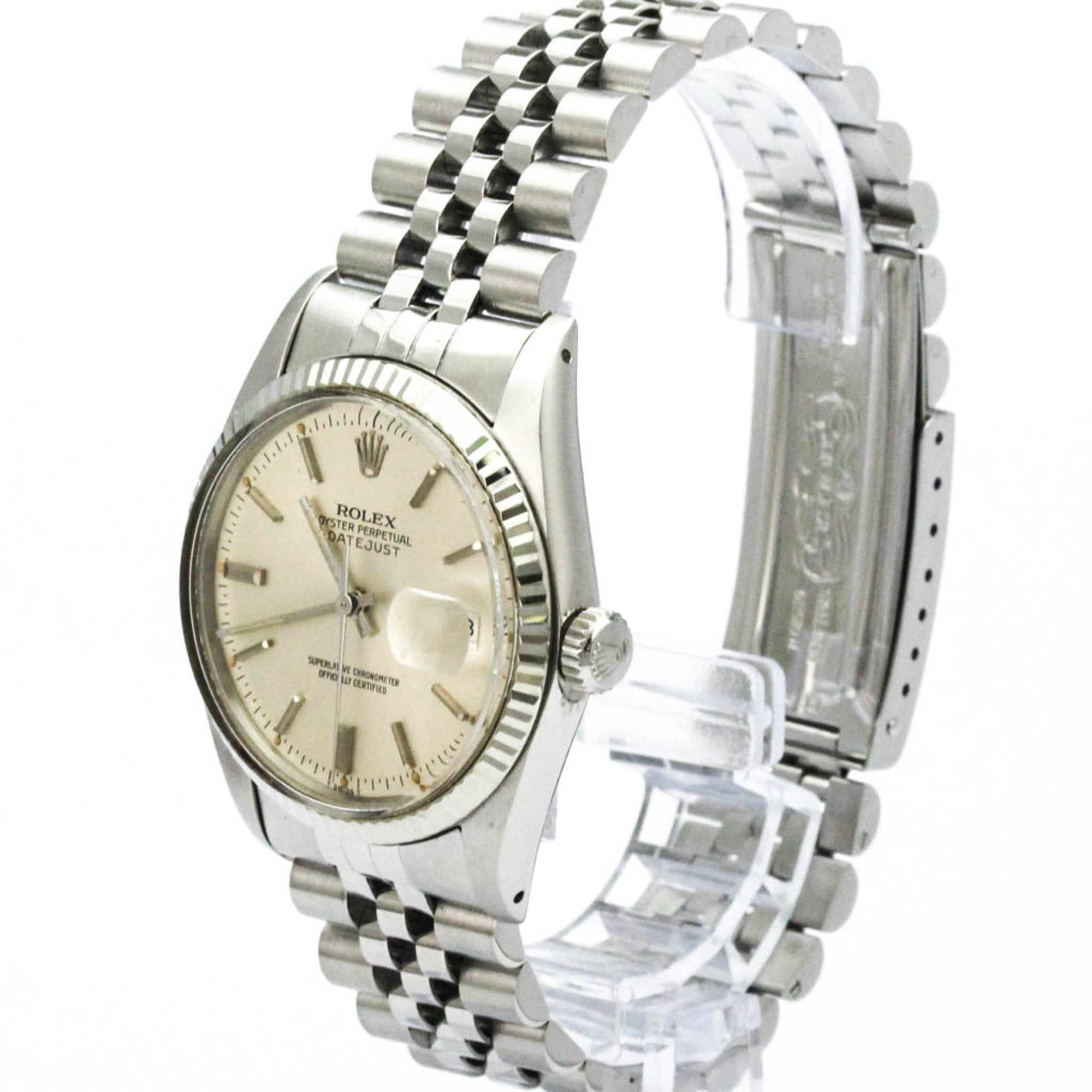 ROLEX Datejust 18K White Gold Steel Automatic Mens Watch 16014 Polished — Very Good