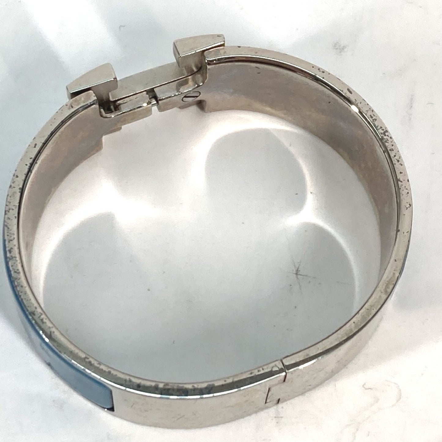 HERMES Click Clack GM Bracelet, Metal Bangle, Women's, Blue