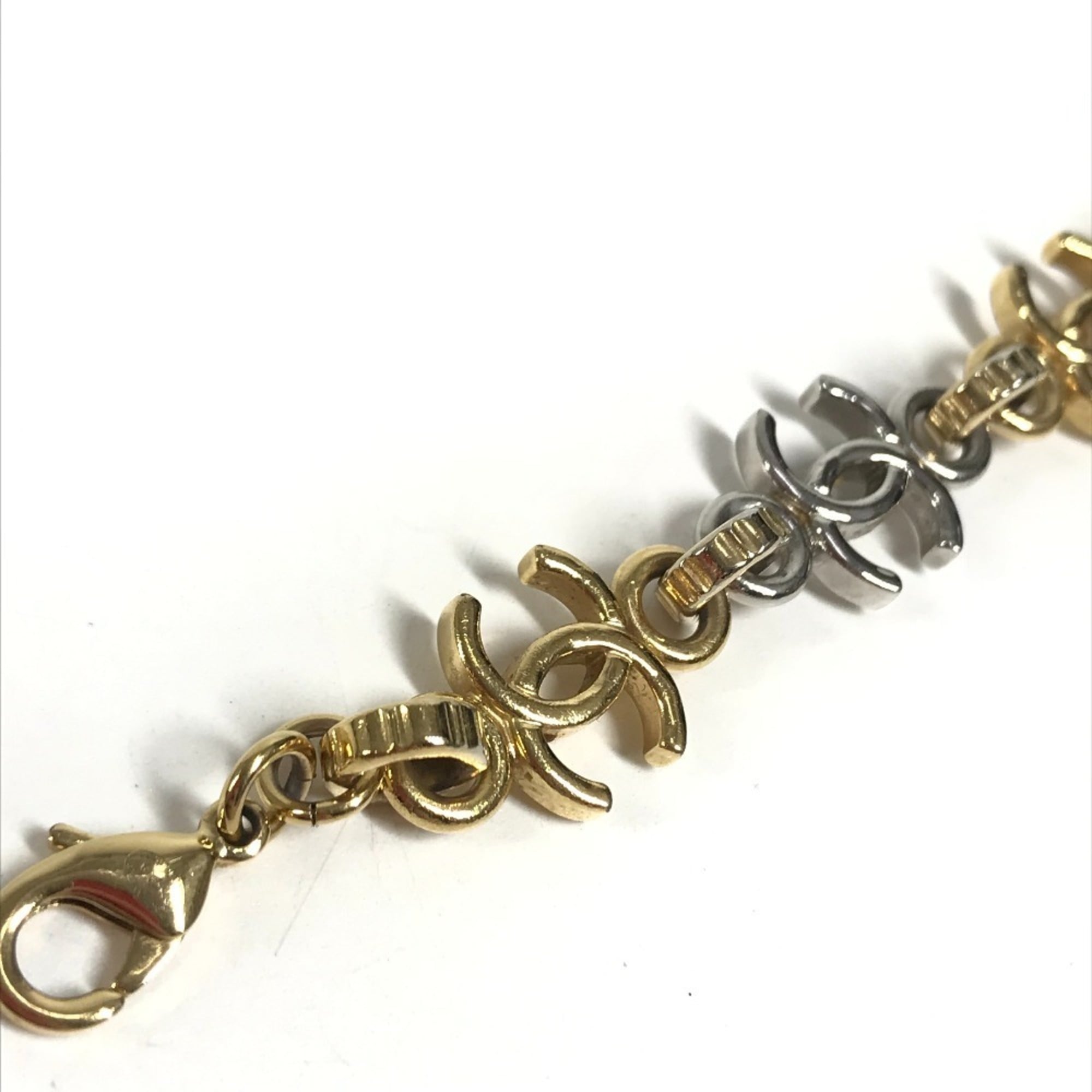 CHANEL B26P CC Coco Mark Chain Bracelet, Bicolor Accessory, Metal Women's, Gold — Like New