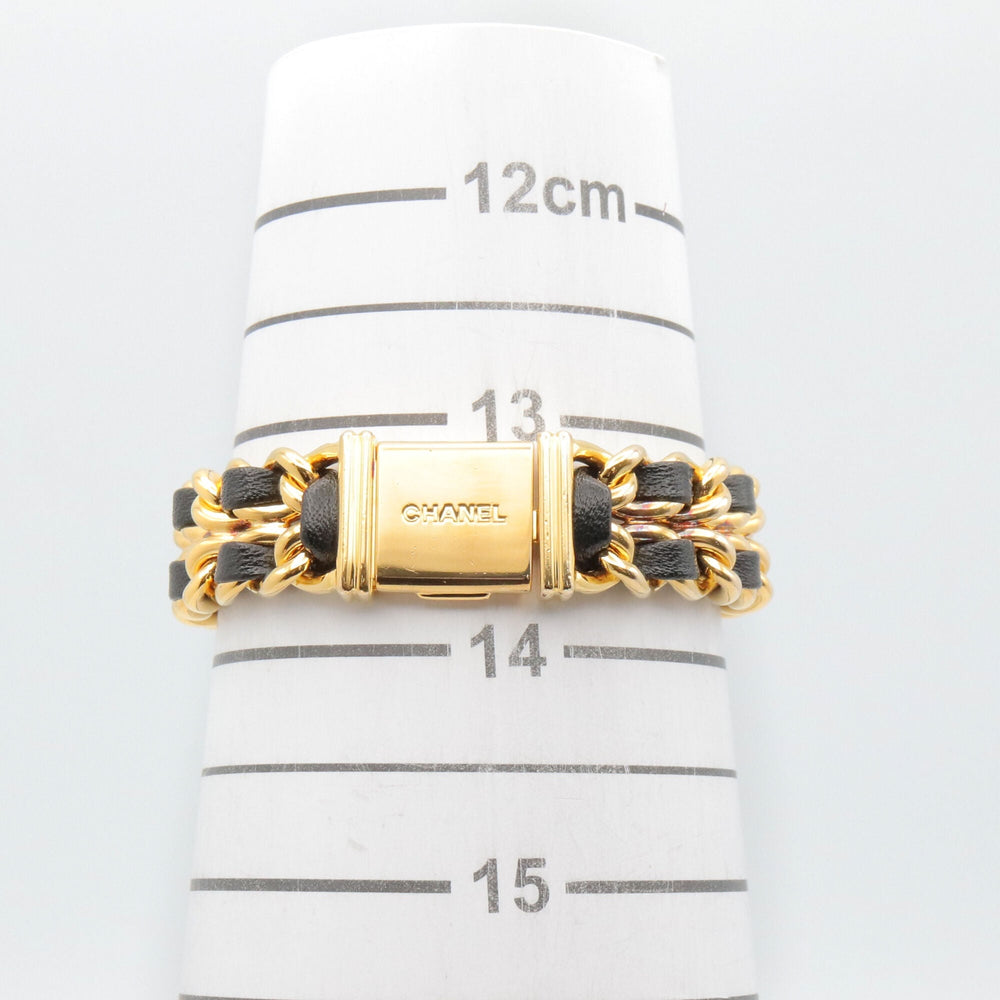 Chanel CHANEL Première S Watch, Gold Plated (GP), Leather Strap, Women's, Black, H0001 — Very Good