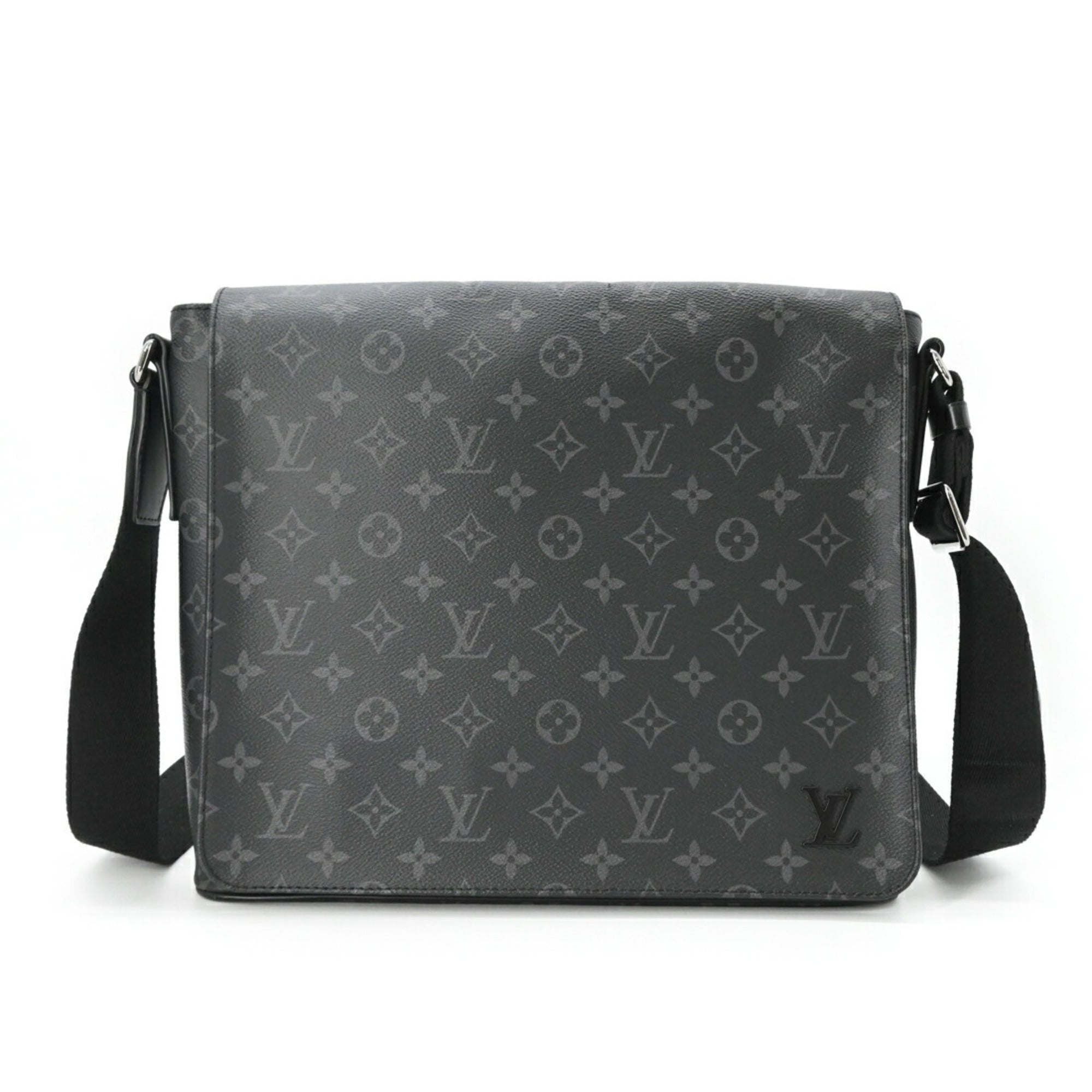 LOUIS VUITTON District MM NM Shoulder Bag, Monogram Eclipse, Black, Men's, M44001 — Like New