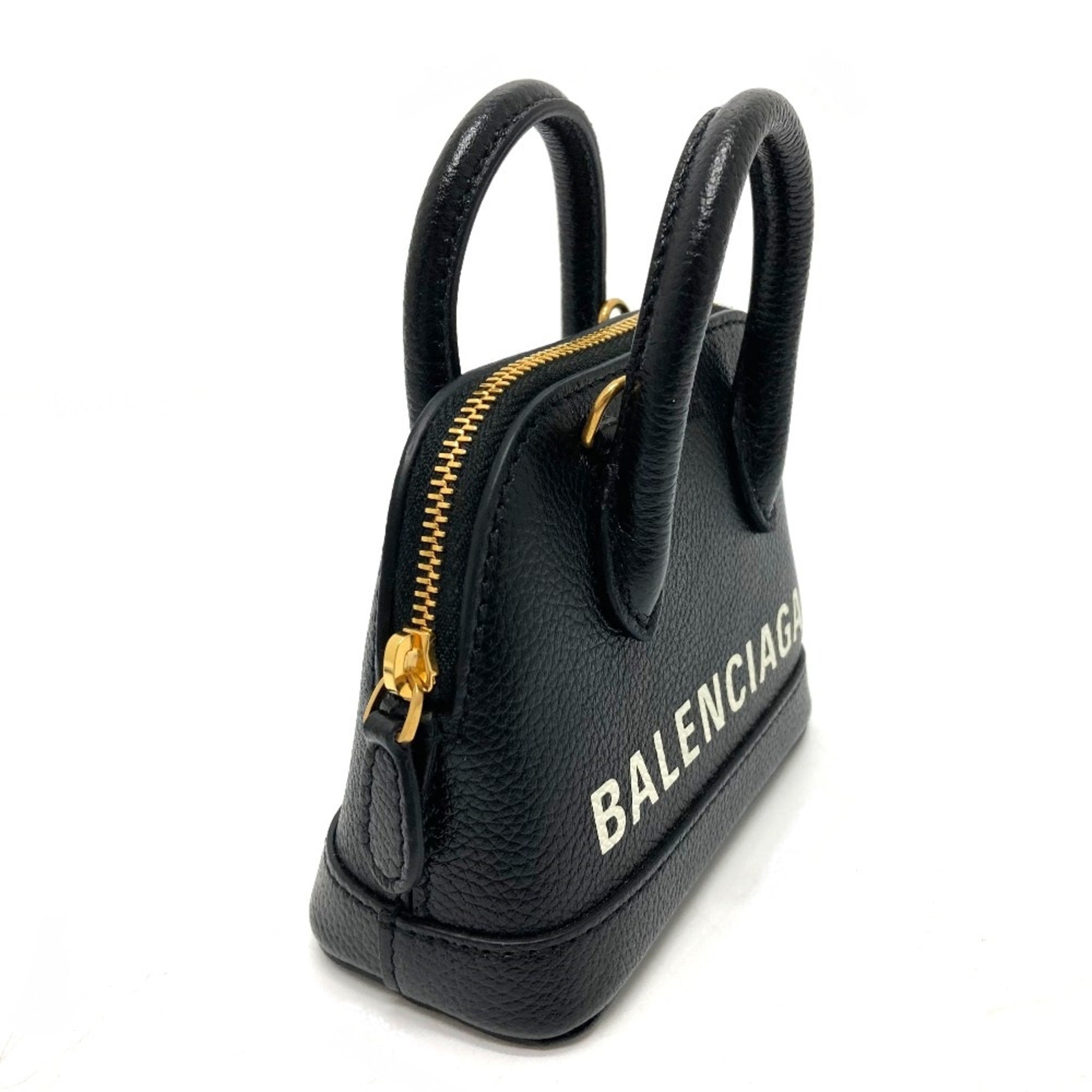 Balenciaga 639756 logo Bag 2WAY Hand Bag Shoulder Bag Black GoldHardware — Like New