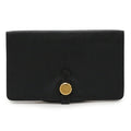 HERMES Dogon MM Bi-fold Long Wallet, Togo Leather, Black