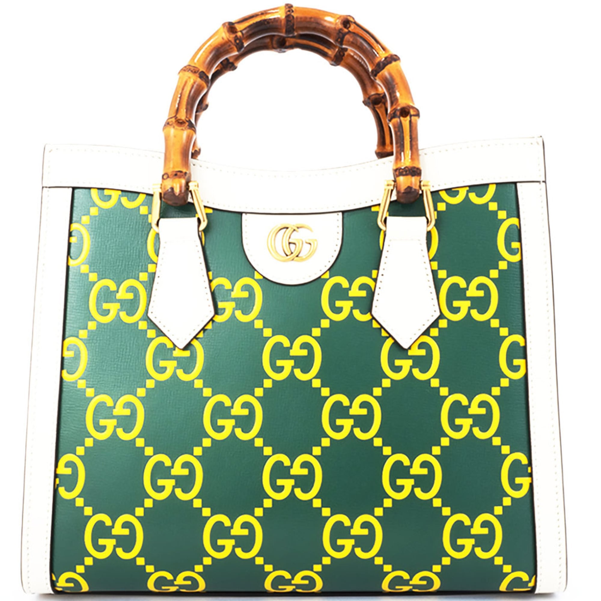 Gucci Diana Small Handbag 660195 Leather Green|Yellow Women's Bamboo Tote GUCCI — Like New