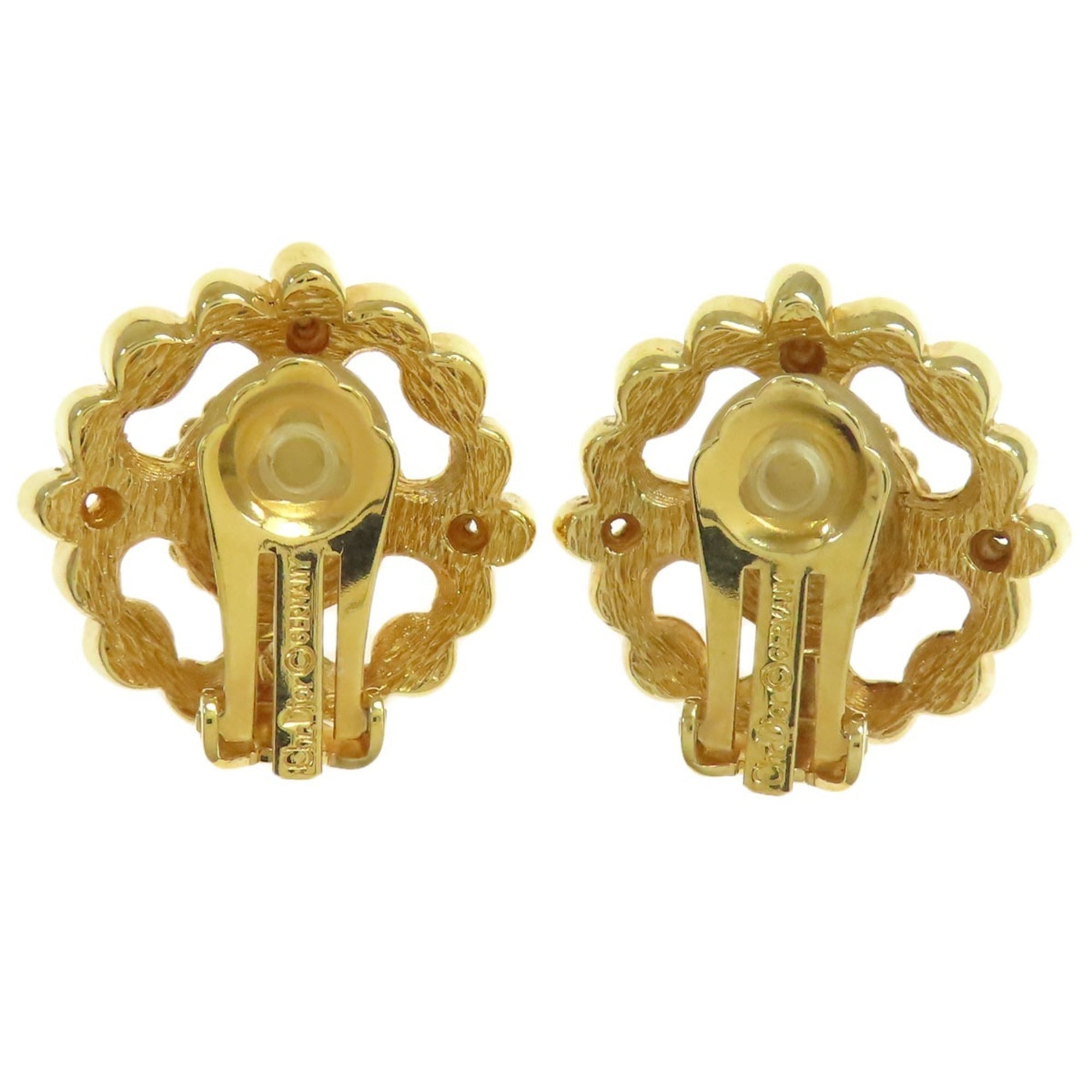 Christian Dior Jeweled Faux Pearl Earrings, Metal, Women's, CHRISTIAN DIOR