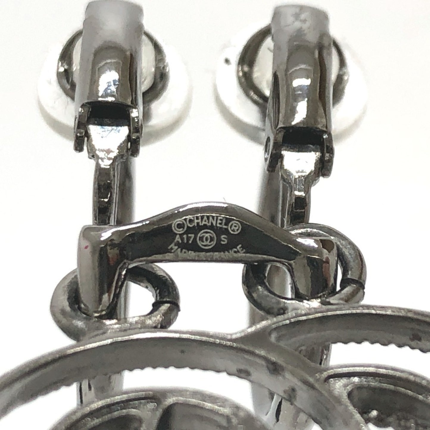 CHANEL CC Coco Mark A17S Metal Earrings, Women's, Black