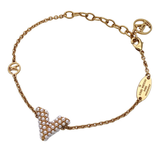Louis Vuitton Essential V Bracelet for Women, Pearl Gold, M68361