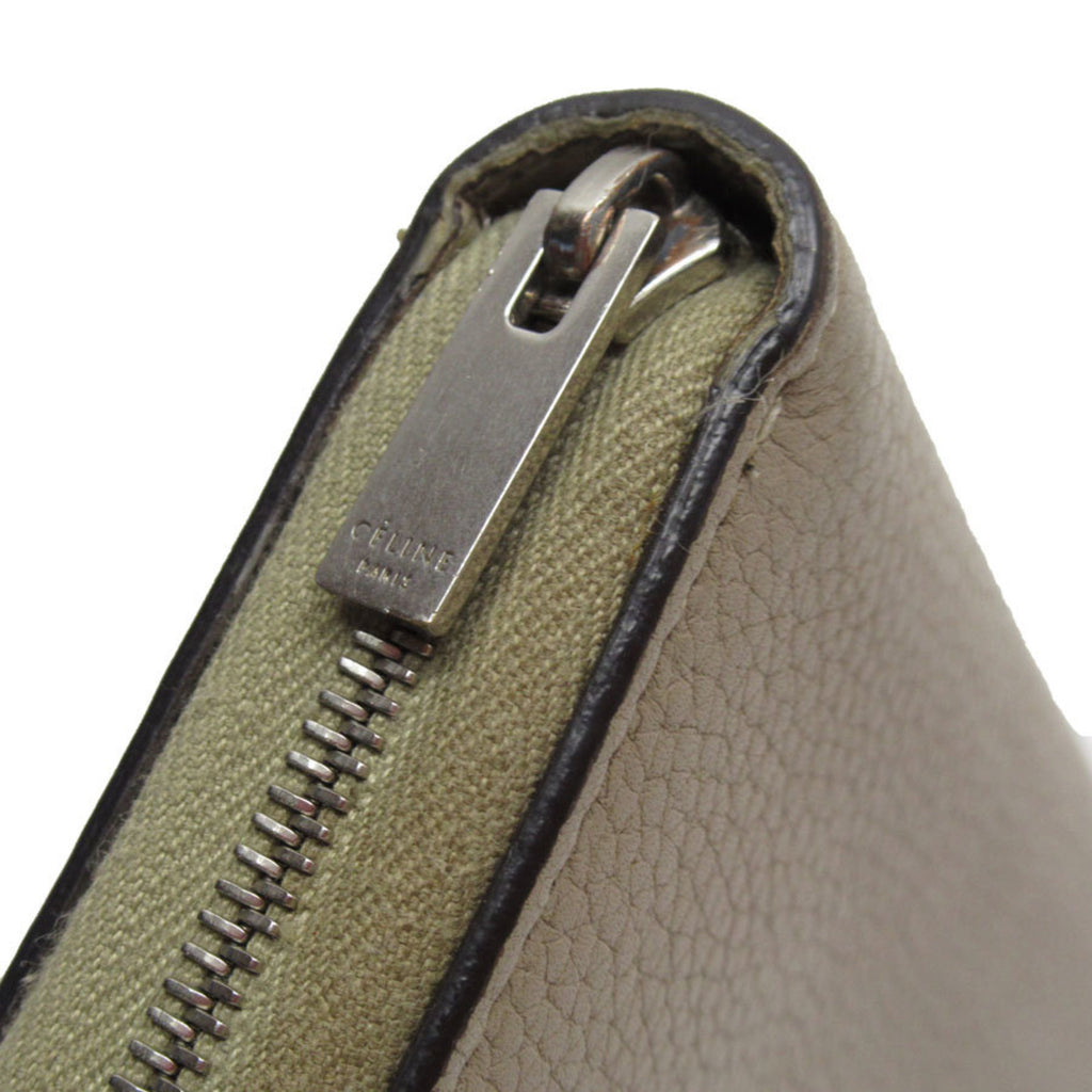 CELINE Round Long Wallet Leather Beige Women's T19357A