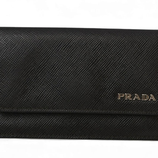 Prada card case, coin business holder, PRADA leather, NERO black