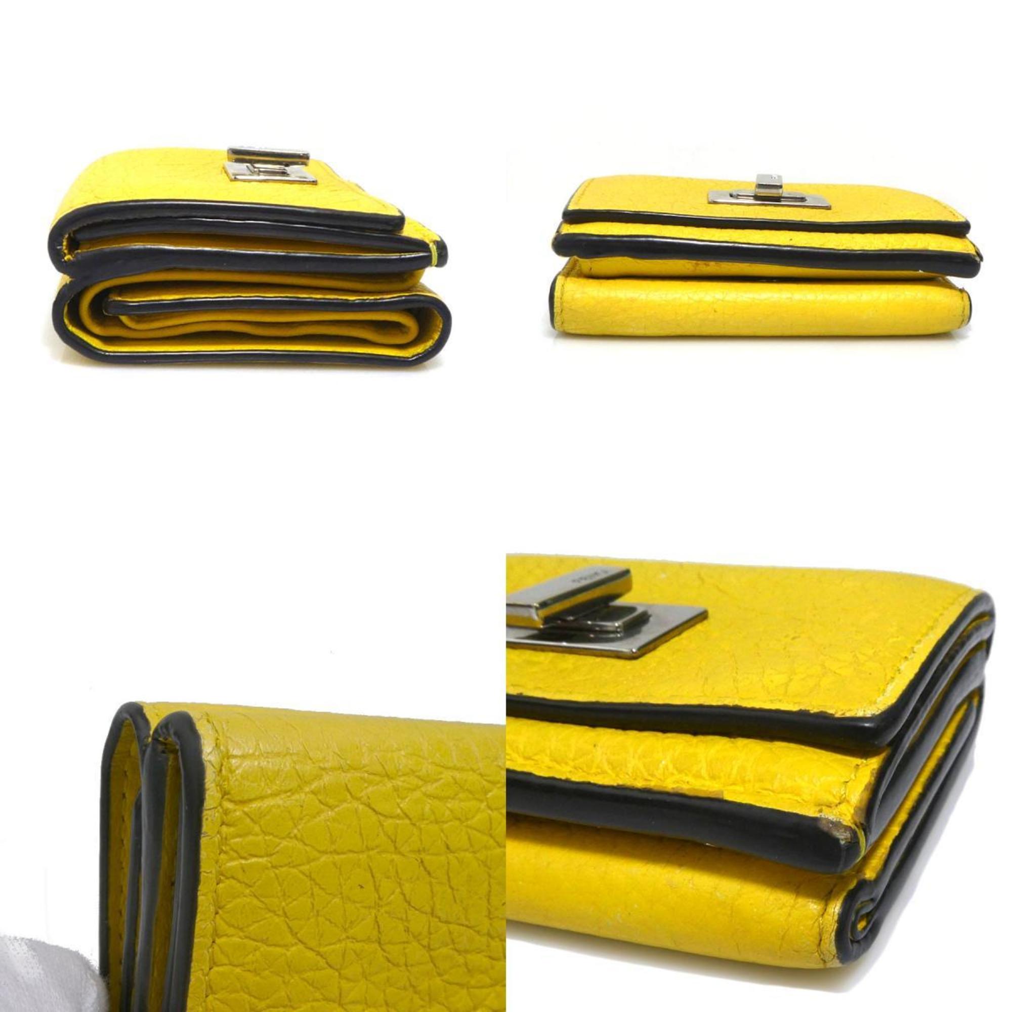 Fendi Peekaboo Tri-fold Wallet in Yellow Leather, Unisex, 8M0426-A91B (h31852a)