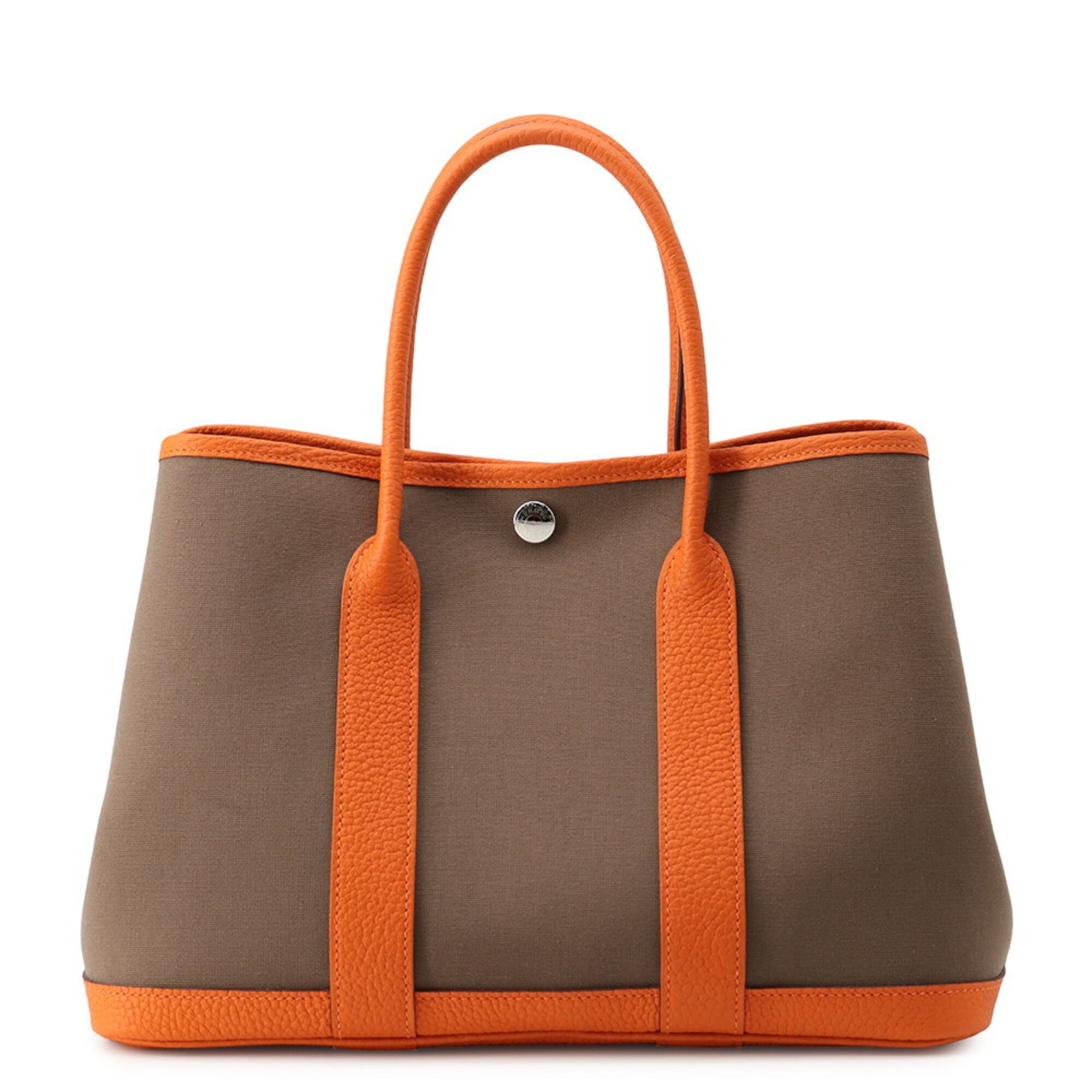 Hermes Garden TPM Tote Bag, Etoupe Orange, Toile Officier Negonda, W Stamp, Party, Garden, Handbag, Women's HERMES — Like New