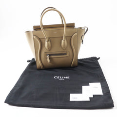 CELINE 18979 Luggage Micro Shopper Dune Drummed Calfskin Handbag with Dust Bag, Made in Italy, Women's — Like New