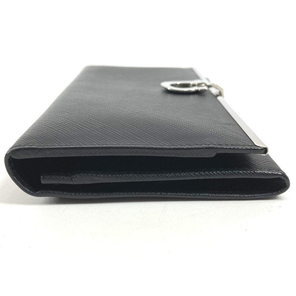 Salvatore Ferragamo Gancini logo long wallet in leather, black for men and women.