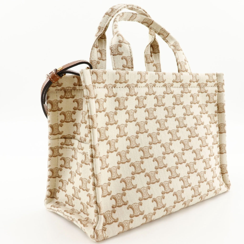 CELINE Triomphe Small Hippo Thais Handbag Shoulder 19916 2EZ6 01BC Canvas Beige 2way A5 Women's