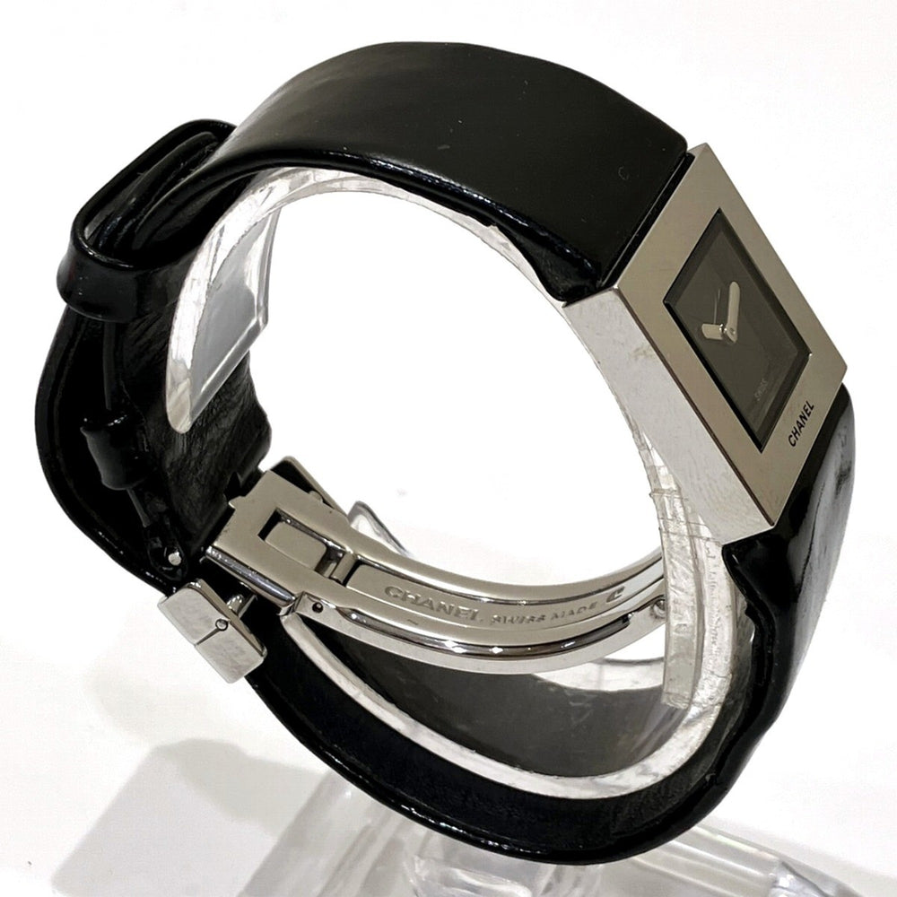 Chanel Matelassé Watch, Total Weight 27g, Stainless Steel, Genuine Leather Strap, Quartz Movement, Black Dial, H0116 — Good