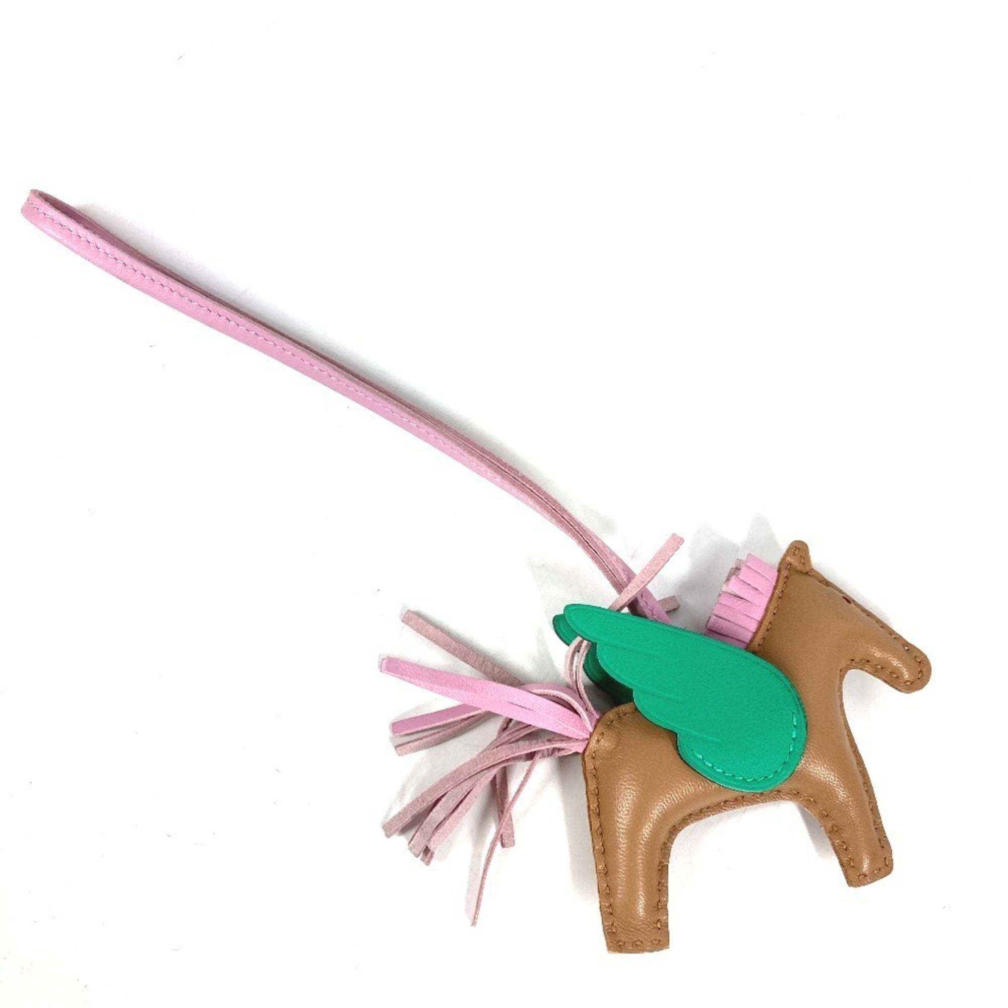 HERMES Hermes Horse Keychain Cheval Rodeo Pegasus PM Accessory Bag Charm Agneau Milo Men's Women's Pink Like New — Like New