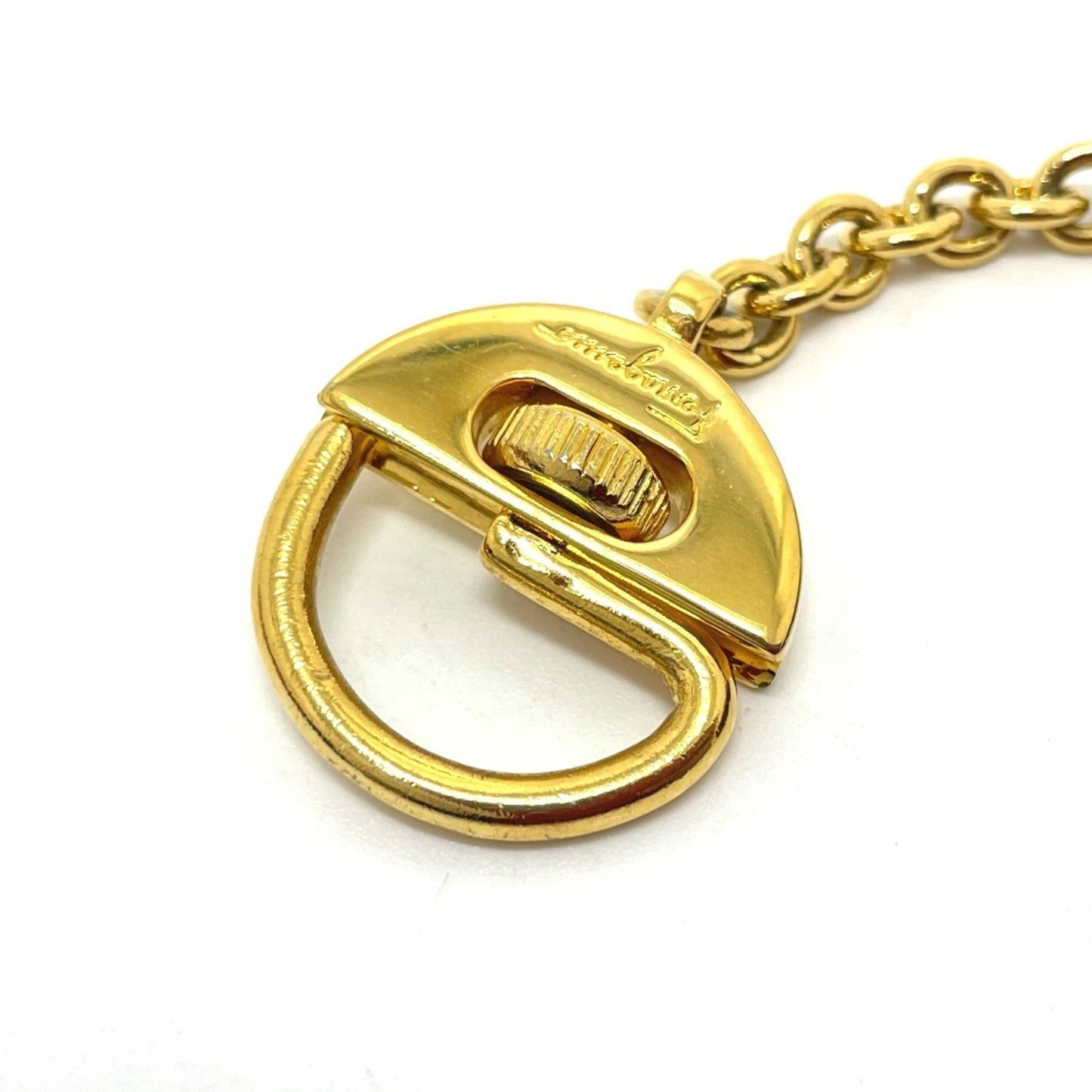 Salvatore Ferragamo Bag Motif Gancini Charm Leather Ladies Brown x Gold Hardware