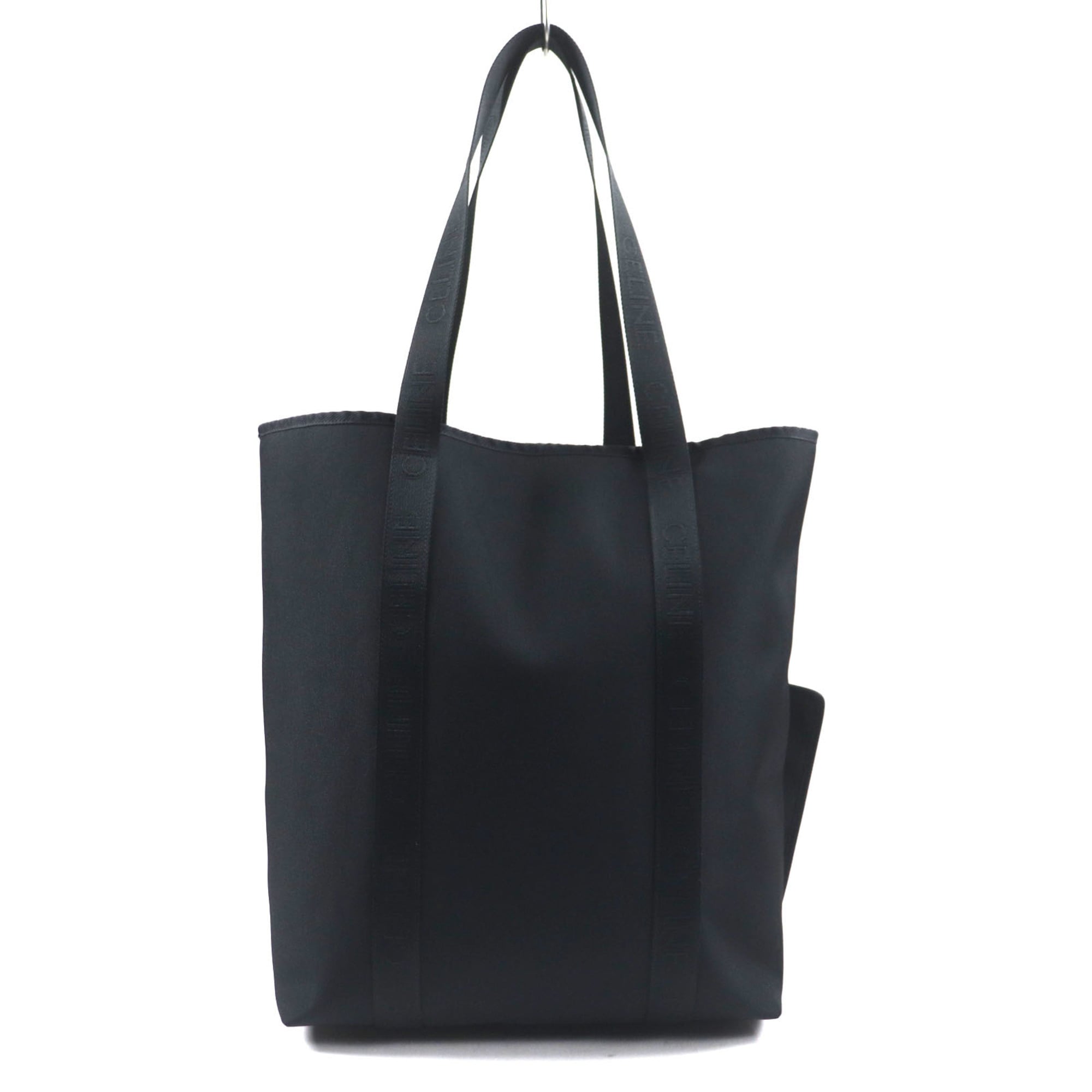 CELINE 11008 Trekking Vertical Cabas Logo Nylon Tote Bag with Pouch, Black, Dust Bag, Made in Italy, Men's — Like New