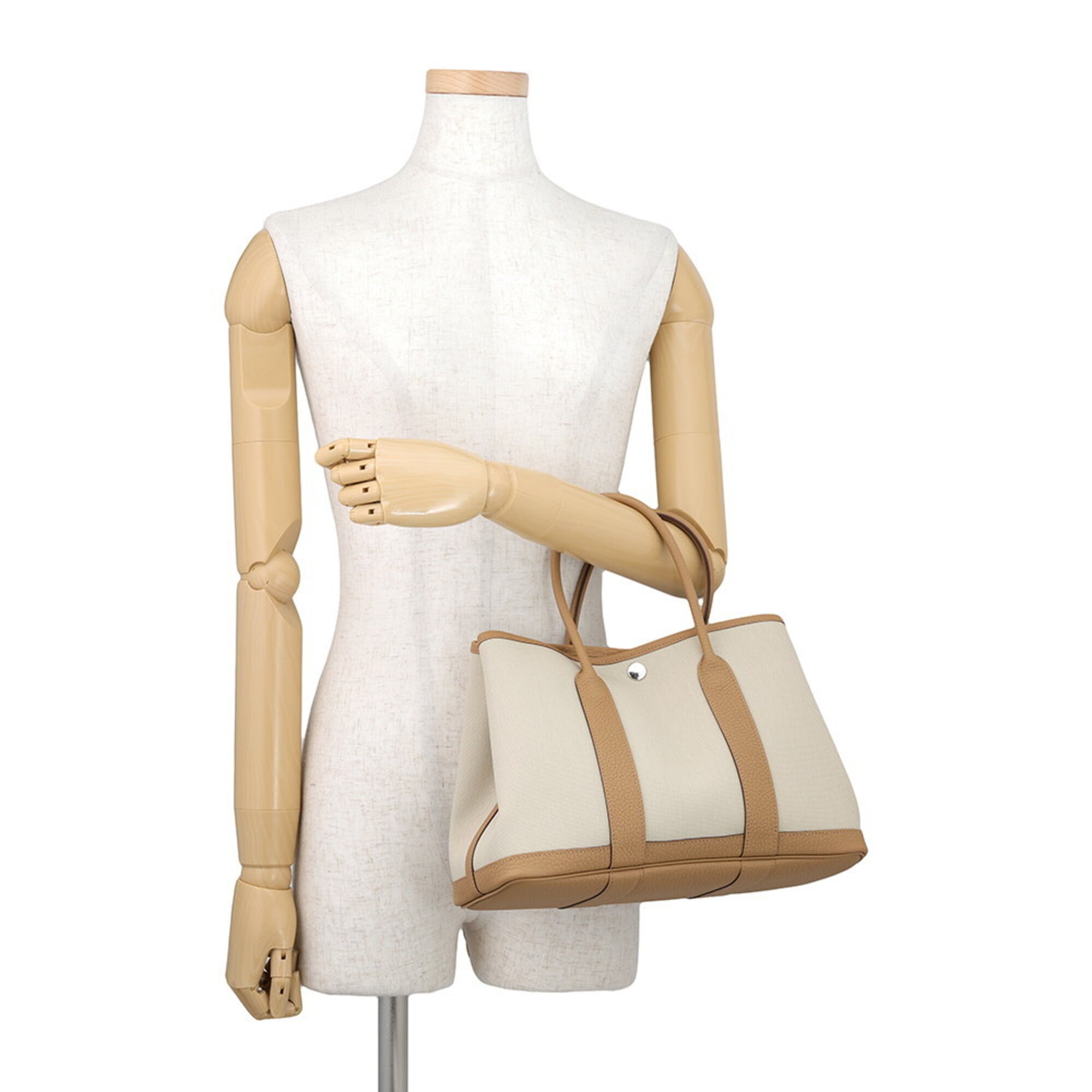 Hermes Tote Bag Garden TPM Beton Biscuit Negonda Toile Military W Stamp HERMES Handbag Women's — Like New