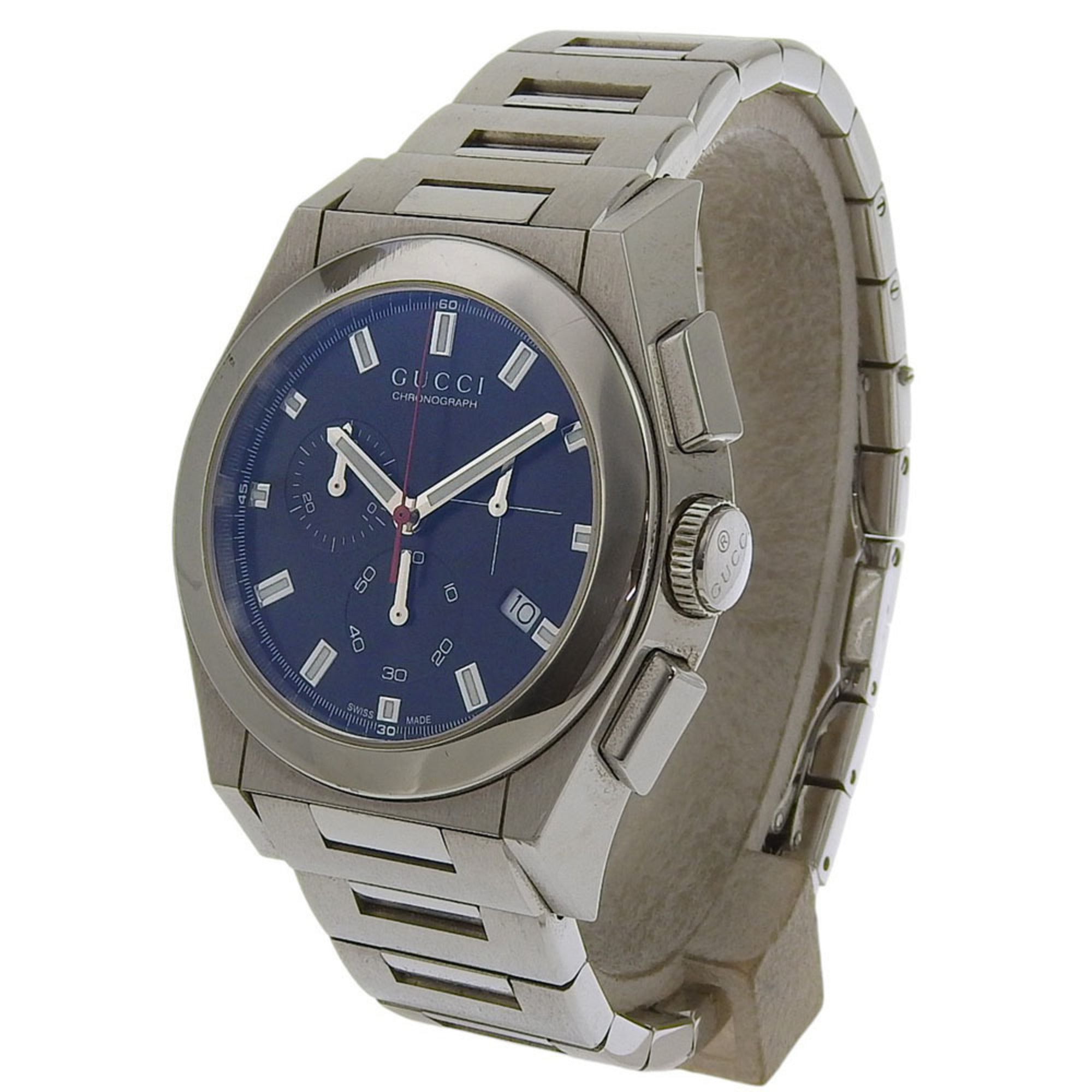 Gucci Pantheon Men's Watch 115.2/YA115235 Stainless Steel Quartz Chronograph with Black Dial — Very Good