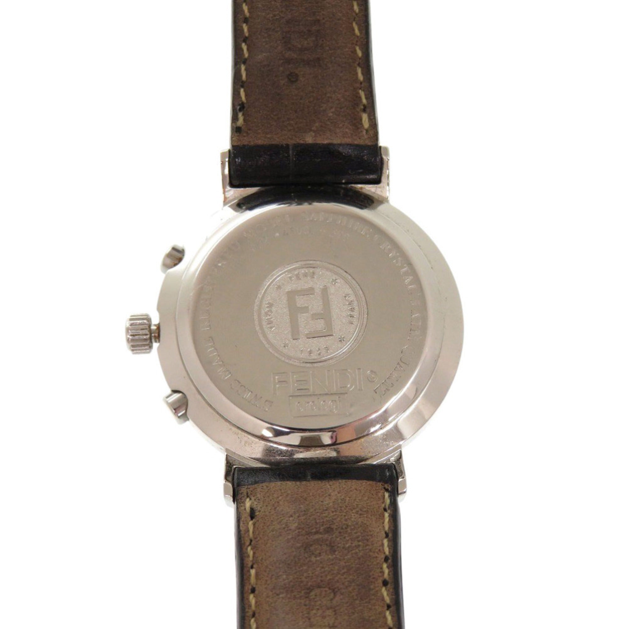 Fendi 4500L Horology Chronograph Stainless Steel Leather Black Quartz Watch with Dial 1735 FENDI — Good
