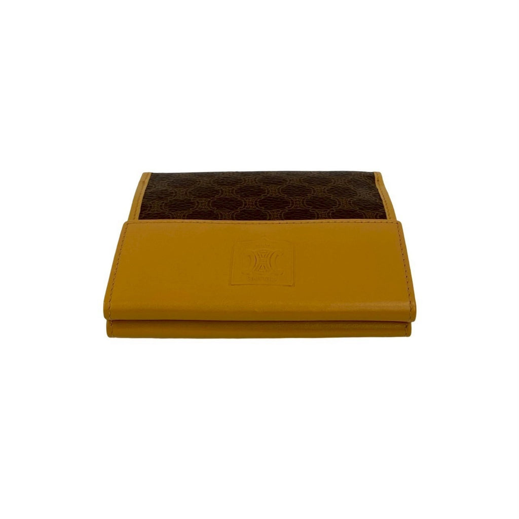 CELINE Macadam Blason Pattern Leather Bifold Wallet, Brown/Beige, 33672